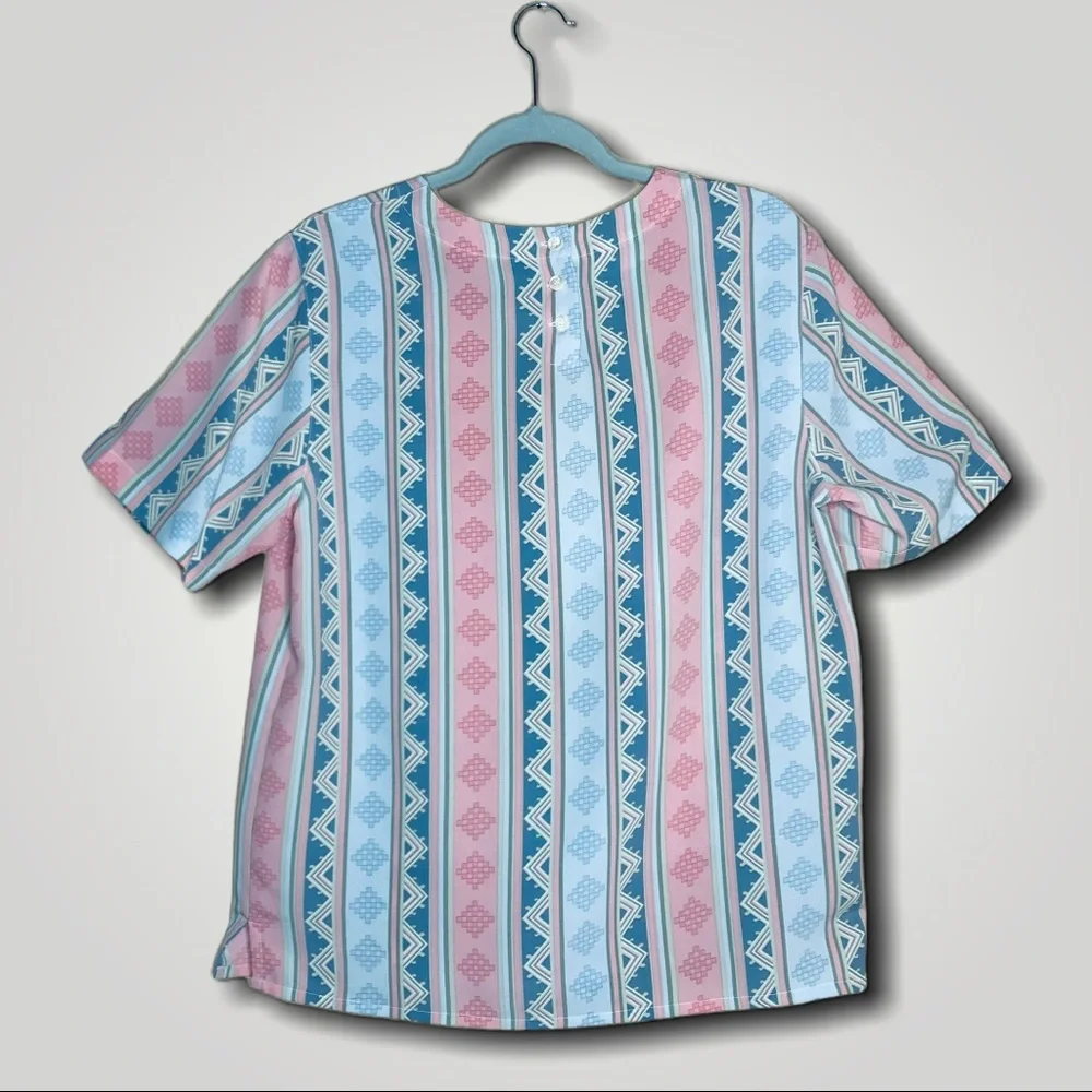 ALFRED DUNNER pink and blue shortsleeved blouse 10 - Picture 3 of 6